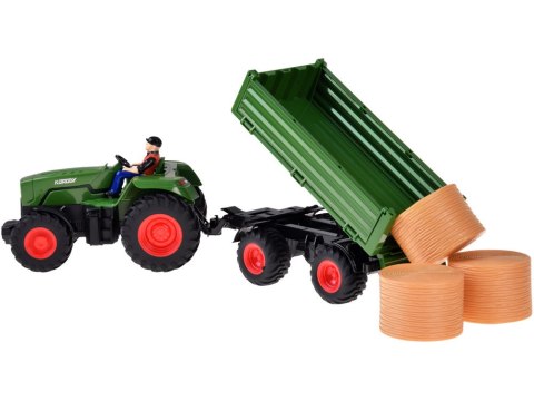 Sterowany Traktor na pilota z przyczepą + bale siana traktorzysta RC0717