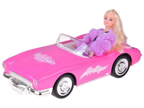 Autko Retro Cadillac na pilota + Elegancka Lalka w Futrze RC0745