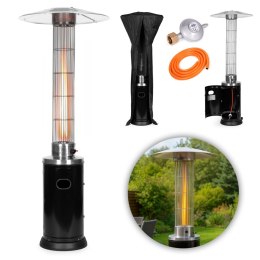 Ogrzewacz parasol gazowy grzejnik 9 kW szklany na ogród patio reduktor wąż pokrowiec MultiGarden
