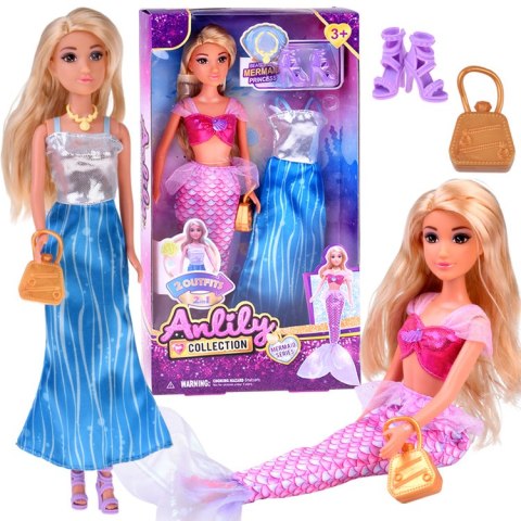Anlily lalka 2w1 Syrenka Księżniczka + akcesoria ZA5708
