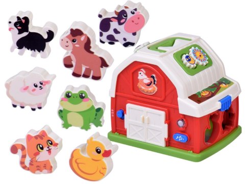 Interaktywny domek edukacyjny farma klocki odgłosy zwierząt sorter ZA5956