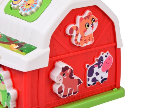 Interaktywny domek edukacyjny farma klocki odgłosy zwierząt sorter ZA5956