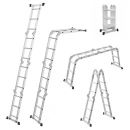 Drabina aluminiowa wielofunkcyjna 4x3 przegubowa składana 150 kg ModernHome