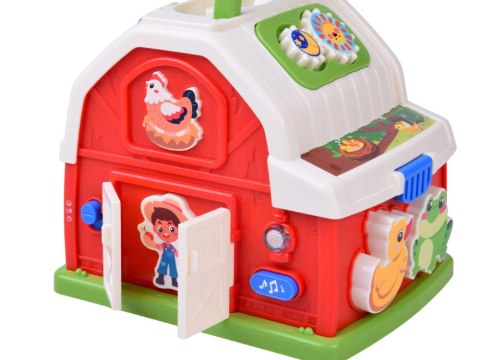 Interaktywny domek edukacyjny farma klocki odgłosy zwierząt sorter ZA5956