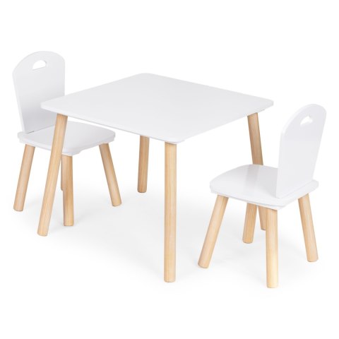 Zestaw mebli dla dzieci stolik + 2 krzesła białe ECOTOYS