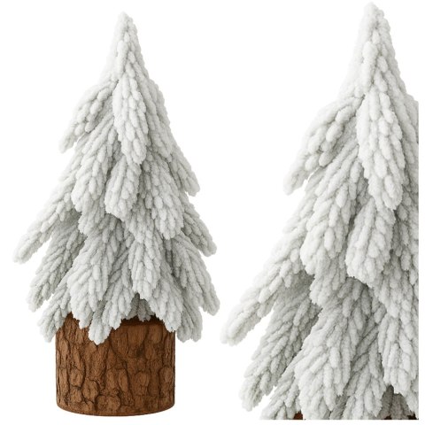Choinka Ozdobna Dekoracyjna Sztuczna Na Pniu Pokryta Śniegiem 30 x 10 cm