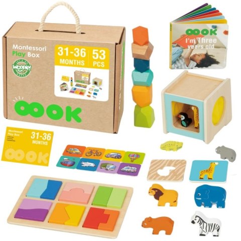 WOOPIE GREEN Box Pudełko XXL Montessori Edukacyjne 7w1 Sensoryczne 31-36 Mies. FSC