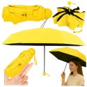 Parasolka Kieszonkowa Składana z Ochroną UV UPF 50+ Etui Żółta 90 cm