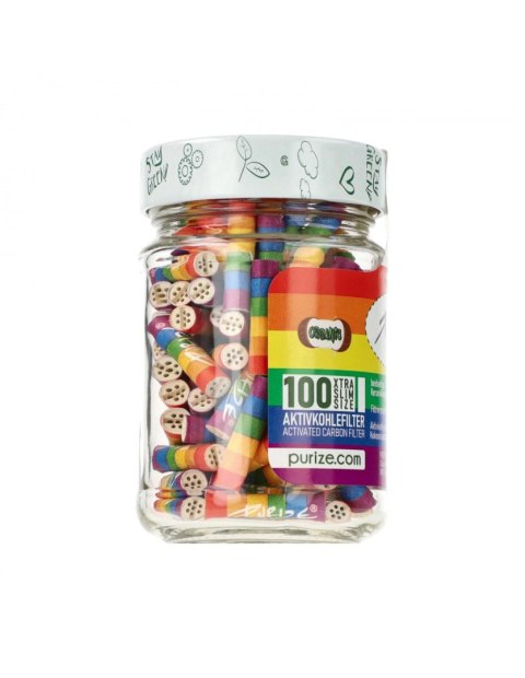 Filtry węglowe Purize XTRA Slim RAINBOW - śr. 6 mm - 100 szt.