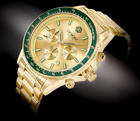 Zegarek Męski Giewont Chronograph Sapphire Złoto Zielony GW3520-B6