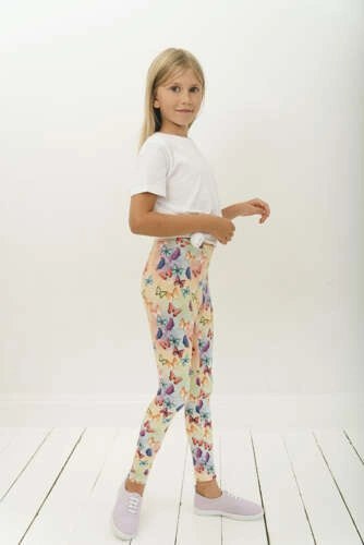 Długie Legginsy Dziecięce - Motyle 134-140 cm