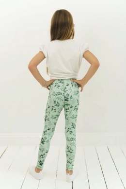 Długie Legginsy Dziecięce - Zielone Miętowe 116-122 cm