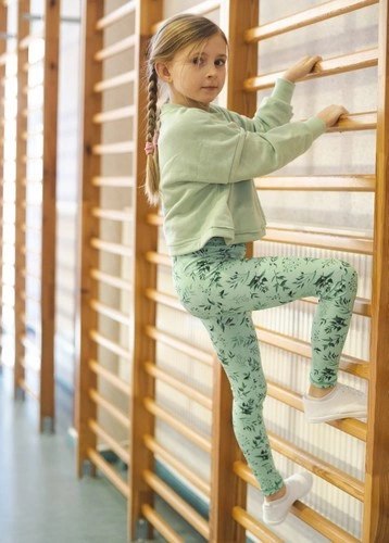 Długie Legginsy Dziecięce - Zielone Miętowe 116-122 cm