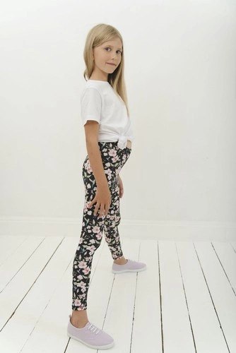 Długie Legginsy Dziecięce - Kolibry i Kwiaty 116-122 cm