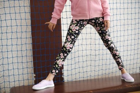Długie Legginsy Dziecięce - Kolibry i Kwiaty 128-134 cm