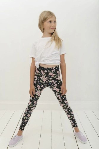 Długie Legginsy Dziecięce - Kolibry i Kwiaty 98-104 cm