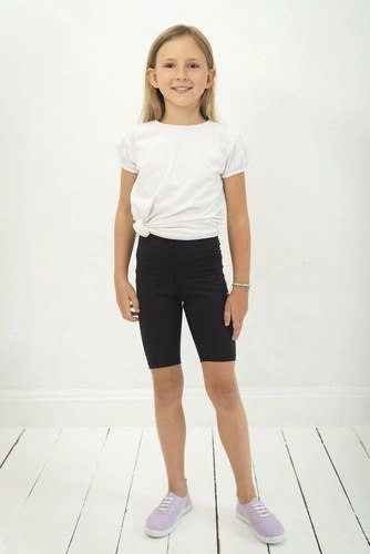 Krótkie Legginsy Dziecięce - Czarne 128-134 cm