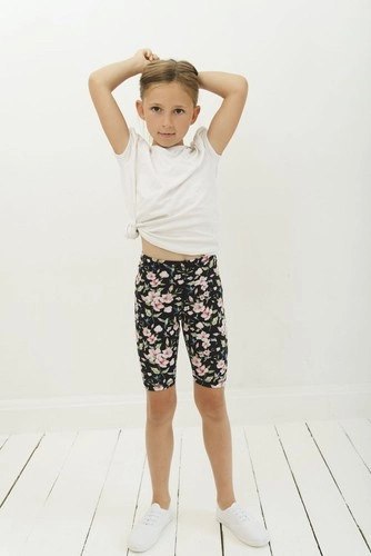 Krótkie Legginsy Dziecięce - Kolibry i Kwiaty 104-110 cm