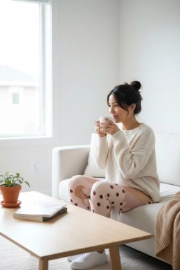 Długie Legginsy z Wysokim Stanem - Cinnamon Muffin XS