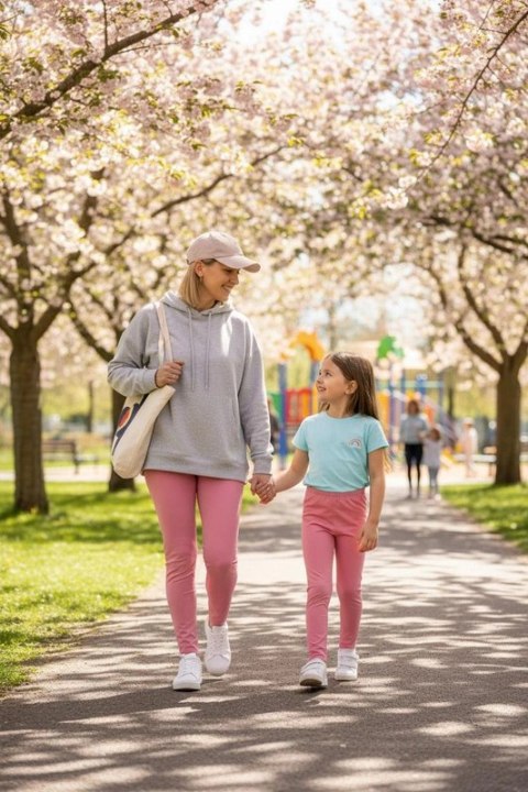 Długie Legginsy Dziecięce - Rose Bloom 140-146 cm