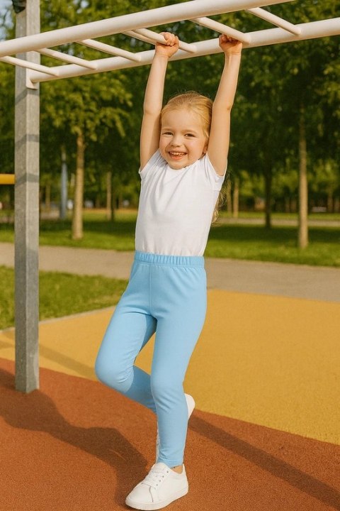 Długie Legginsy Dziecięce - Sky Blue 128-134 cm