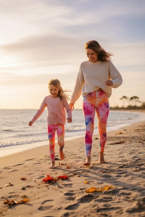 Długie Legginsy z Wysokim Stanem - Aquarelle XS