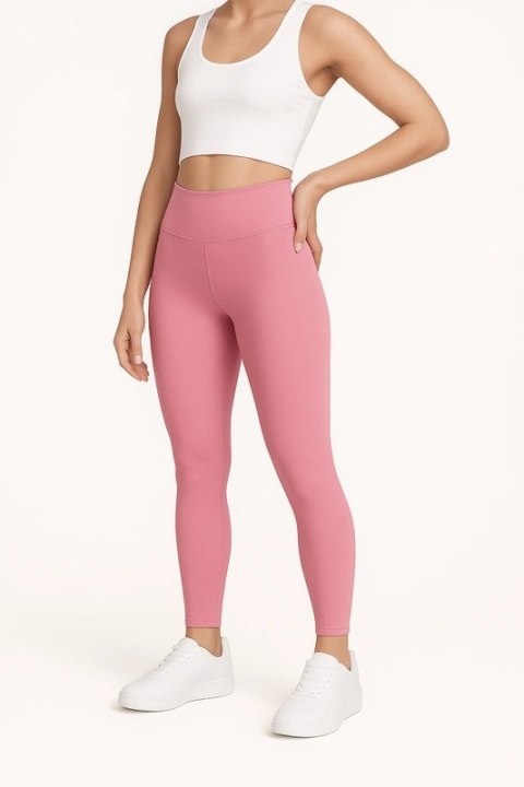 Długie Legginsy z Wysokim Stanem - Rose Bloom L dla wysokich