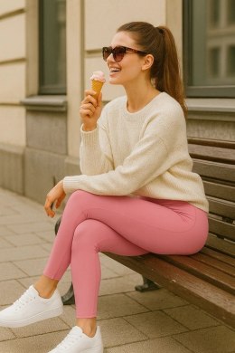 Długie Legginsy z Wysokim Stanem - Rose Bloom M