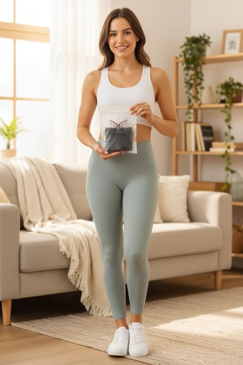 Długie Legginsy z Wysokim Stanem - Sage Mint XS