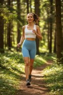 Krótkie Legginsy z Wysokim Stanem - Sky Blue L