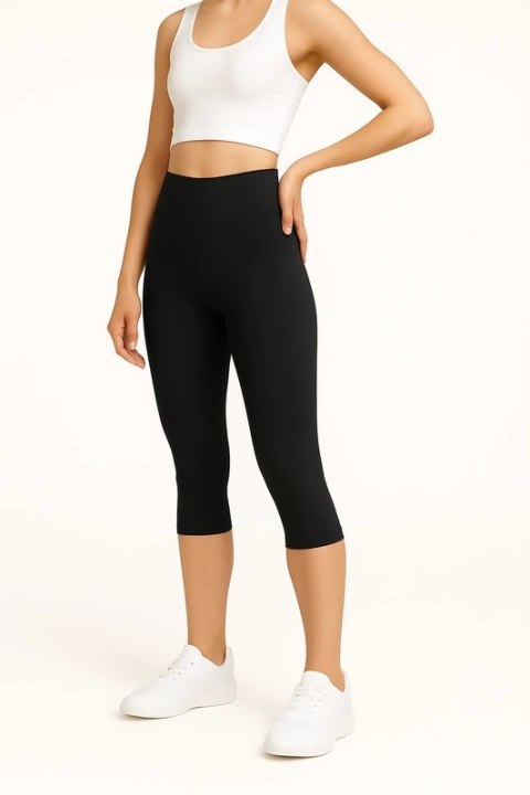 Legginsy 3/4 z Wysokim Stanem - Czarne XS