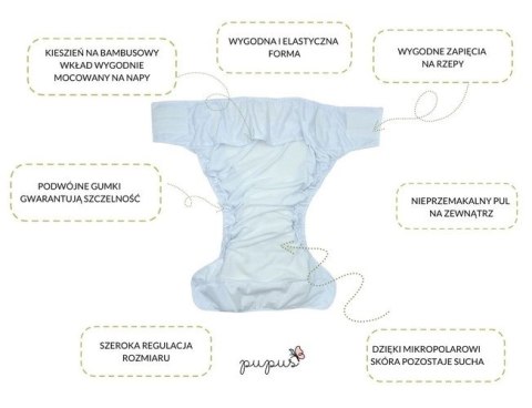 Pielucha wielorazowa dla dorosłych z wkładem - W TRAWIE