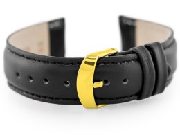Pasek skórzany do zegarka W83gold - czarny - 20mm