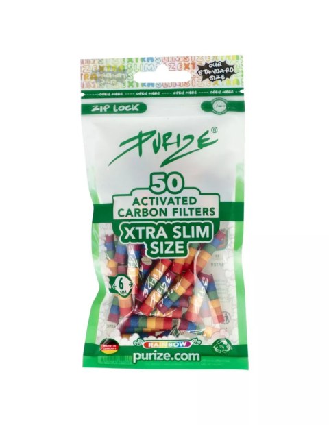 Filtry węglowe Purize XTRA Slim RAINBOW - śr. 6 mm - 50 szt.
