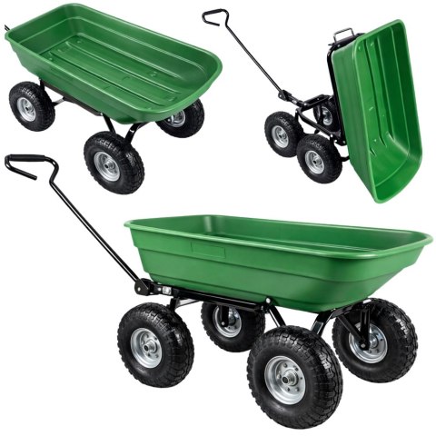 Wózek Ogrodowy Transportowy Wyjmowana Odchylana Taca Zielony 120 kg