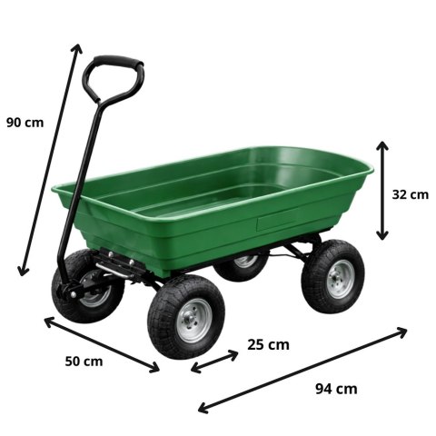 Wózek Ogrodowy Transportowy Wyjmowana Odchylana Taca Zielony 120 kg