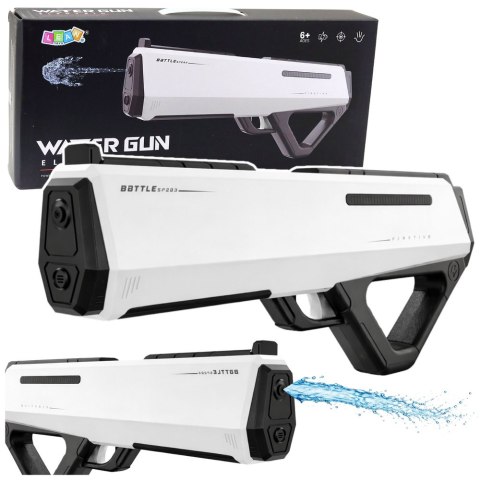 Elektryczny Pistolet Karabin Broń Na Wodę Biały Zasięg 12m 400ml