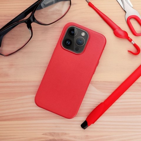 Futerał do iPhone 16 PLUS Leather Mag Cover zgodny z MagSafe czerwony