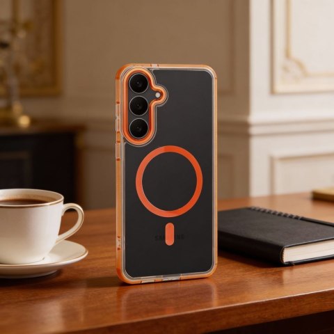 Futerał FRAME CLEAR HYBRID MAG COVER kompatybilny z MagSafe do XIAOMI Redmi A5 pomarańczowy