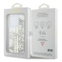 GUESS futerał do IPHONE 15 Pro GUHCP15LLFCSEGT (Liquid Glitter Gold Stripes) transparentny