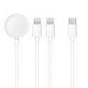 Kabel 3w1 Typ C do 2 x Lightning / Apple Watch 3W 2A C3168 1,2 m biały