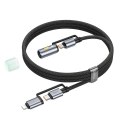 Kabel All-in-one USB C / Lightning do USB C / LED Light Hoco PD 3A 60W 1,2 m U138 czarny