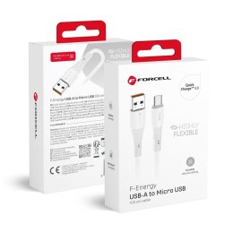 Kabel USB A do Micro USB Forcell F-Energy QC3.0 2,4A 18W Silicone 1 m C341 biały