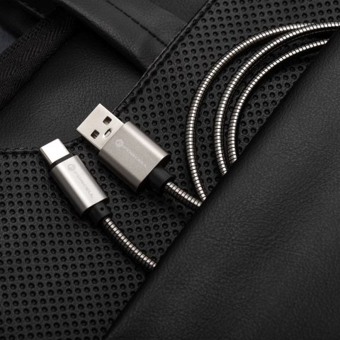 Kabel USB A do USB C Forcell F-Energy QC4.0 3A 66W Metal 2 m C234 srebrny