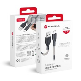 Kabel USB A do USB C Forcell F-Energy QC4.0 5A 60W Carbon 1 m CB-02A czarny