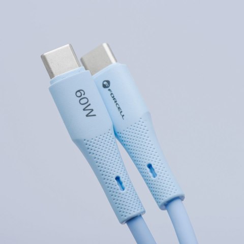 Kabel USB C do USB C Forcell F-Energy QC4.0 PD 5A 100W Silicone 1 m C347 niebieski