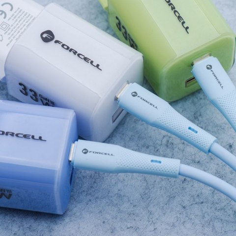 Kabel USB C do USB C Forcell F-Energy QC4.0 PD 5A 100W Silicone 1 m C347 niebieski