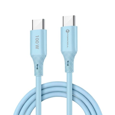 Kabel USB C do USB C Forcell F-Energy QC4.0 PD 5A 100W Silicone 1 m C347 niebieski