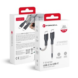 Kabel USB C do USB C Forcell F-Energy QC4.0 PD 5A 240W Carbon 1 m CB-05C czarny