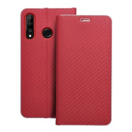Kabura LUNA Book Carbon do HUAWEI P30 Lite czerwony